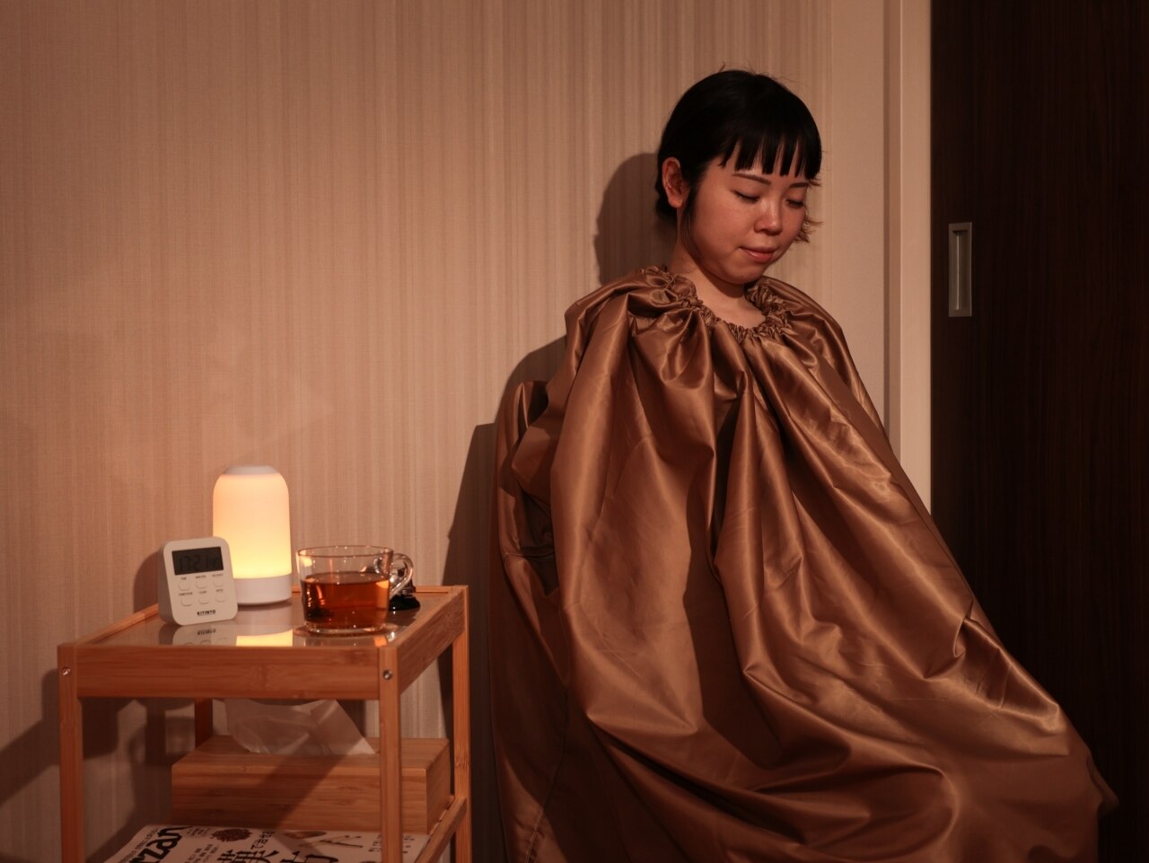 漢方よもぎ蒸しの様子